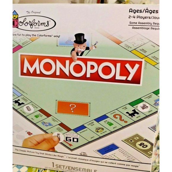 Hasbro Monopoly complete Colorforms game  age 8+,  2-4 Players NIB - Picture 1 of 4
